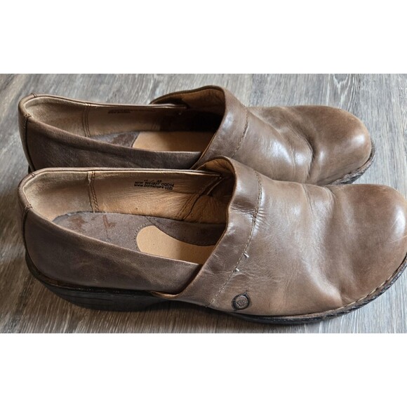 Born Leather Clogs Slip On Comfort Casual Shoes Brown W61927 Size 11 - Picture 1 of 9